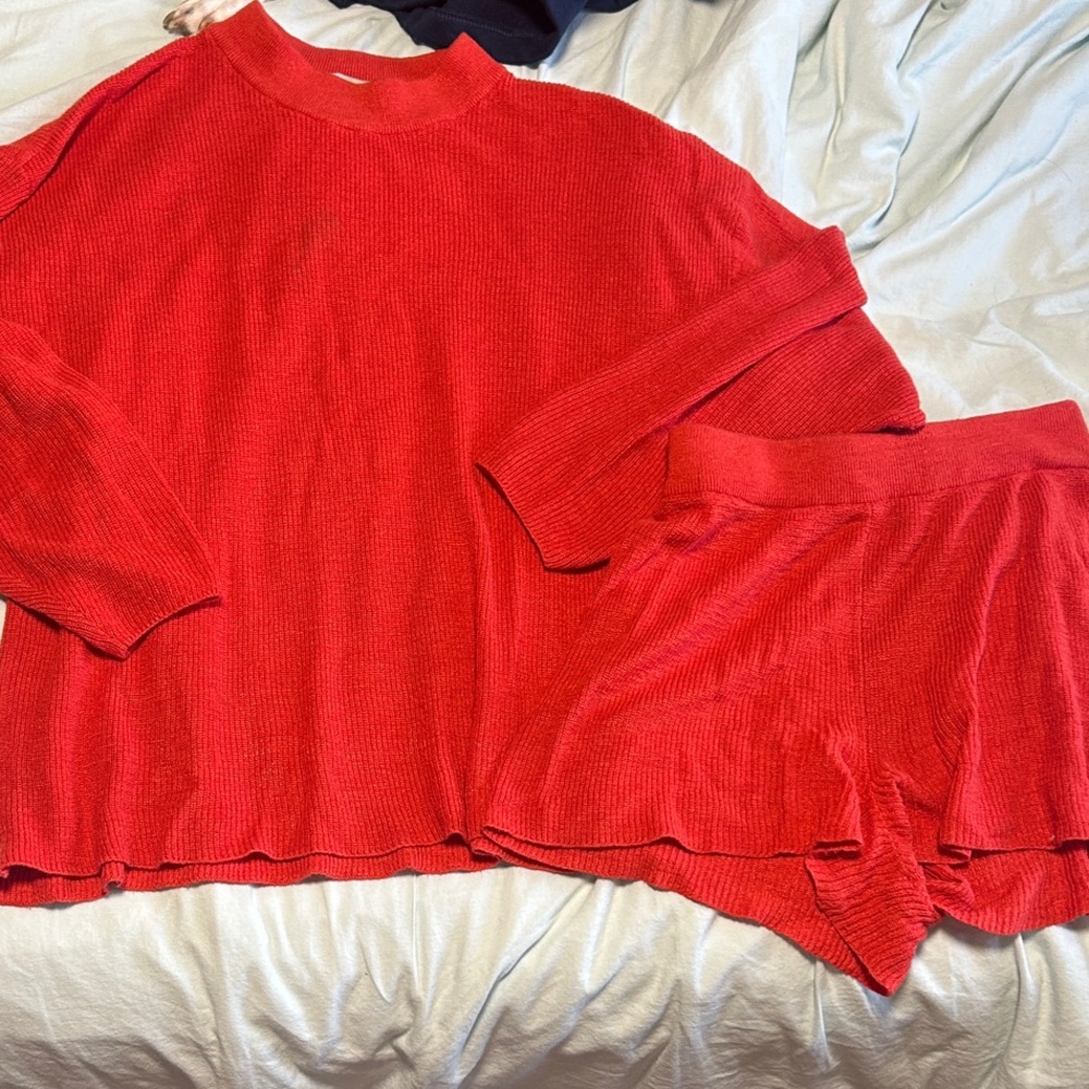 FP Beach Red Knit Sweater set